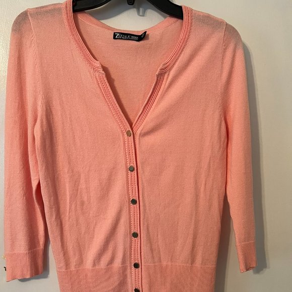 New York & Company Pink V Neck Cardigan Size XS - Picture 2 of 5